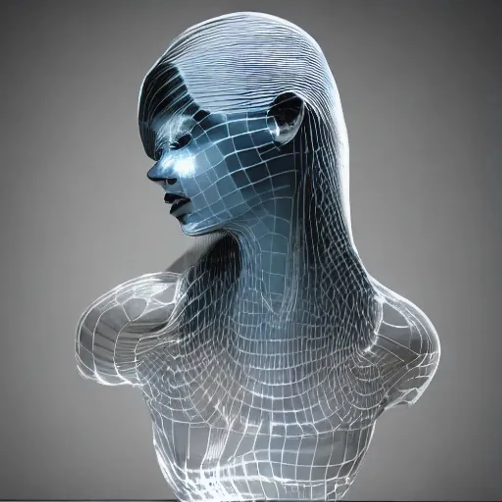 Prompt: a smooth transparent crystal sculpture of a beautiful woman wrapped around with smooth streaks of lightning bolt in total darkness by Christian W. Staudinger, featured on cg society, holography, backlight, chiaroscuro, luminescence, iridescent, x-ray hologram | 3d render | octane lighting | dream fantasy | centered | octane render artstation trending 8k ultra-detailed  | sharp focus golden ratio | Disney Pixar Dreamworks 