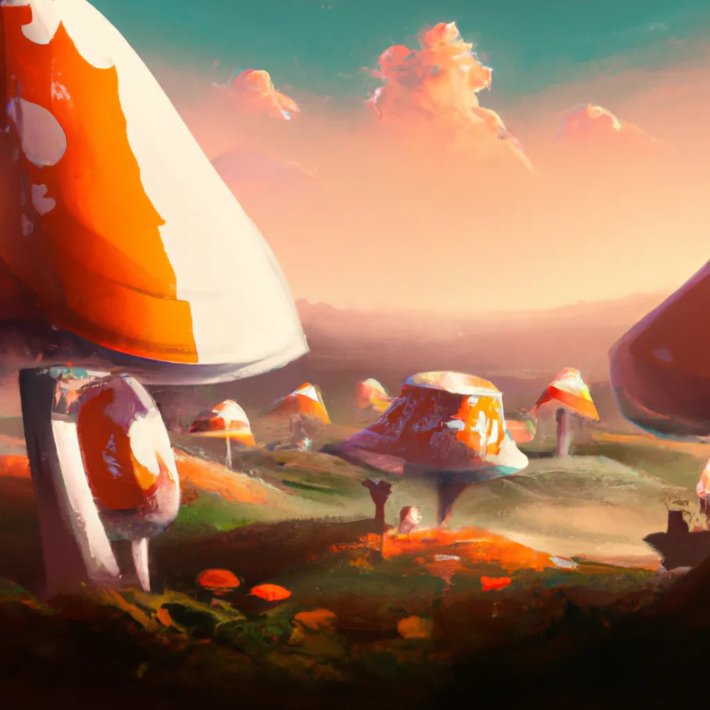 Prompt: Mushroom fields, illustration trending on ArtStation