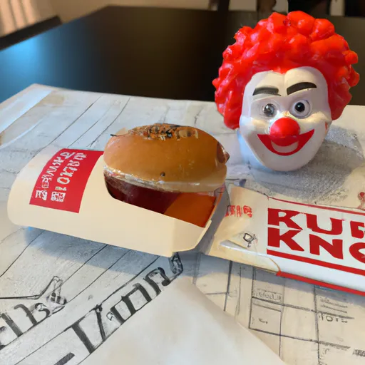 Prompt: Ronald McDonald endorsing Burger King as a joke we’ll eating sushi from Wendy’s