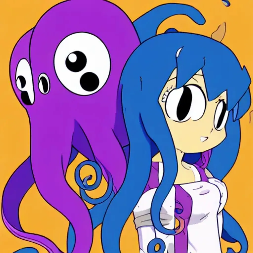 Prompt: squid girl and octopus family 