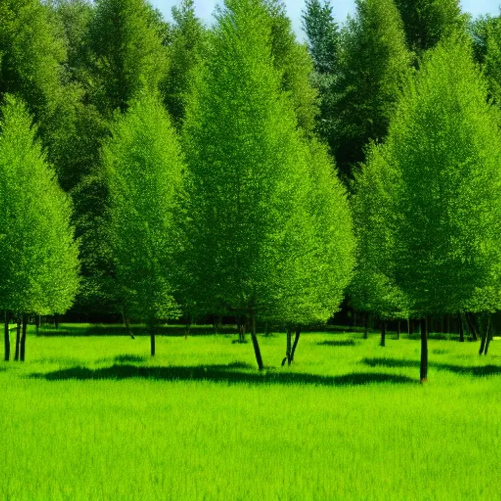 Prompt: A field of short trees