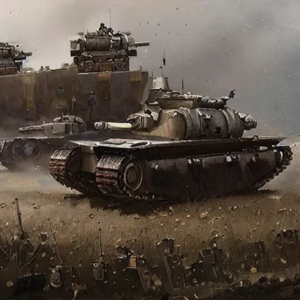 Prompt: dieselpunk artillery, huge tanks, world war two, concept art, art by jakub rozalski