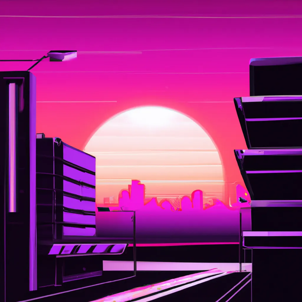 Giant Moon seen in the sunset sky, outrun, retrowave... | OpenArt