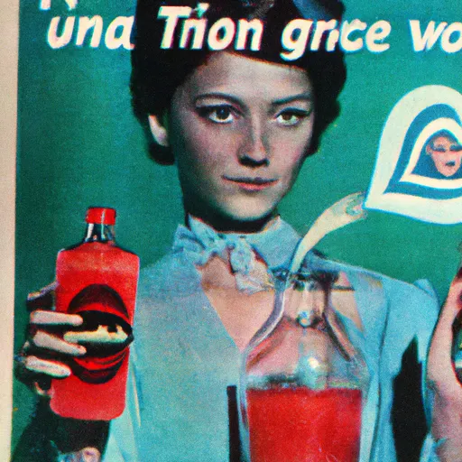 Prompt: A 1960s advertisement featuring an attractive young Witch disguised as a woman advertising an effervescent health tonic that Is also a love potion