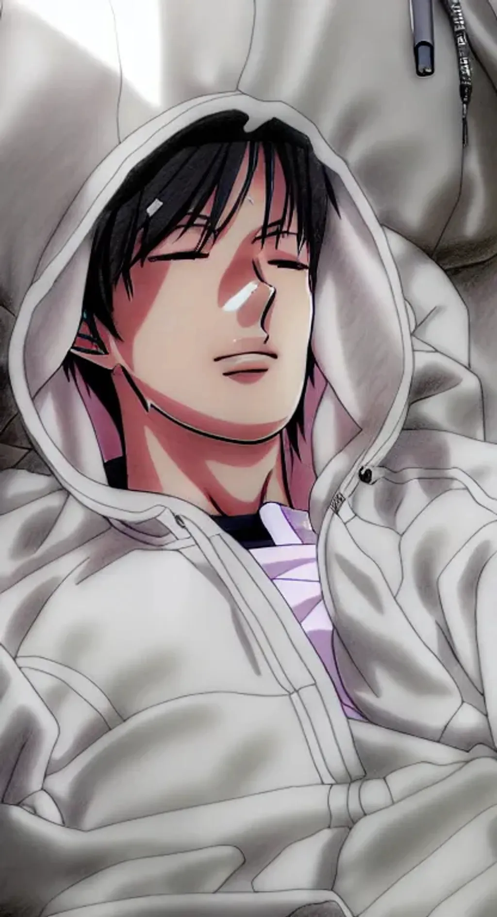 anime boy laying down