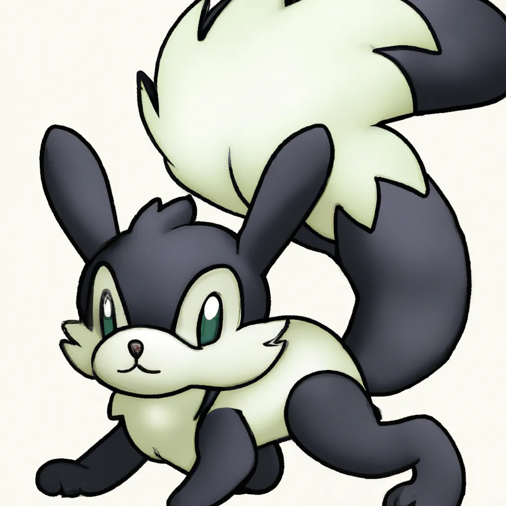 Prompt: skunk pokemon, new pokemon, fakemon, cute, ken sugimori