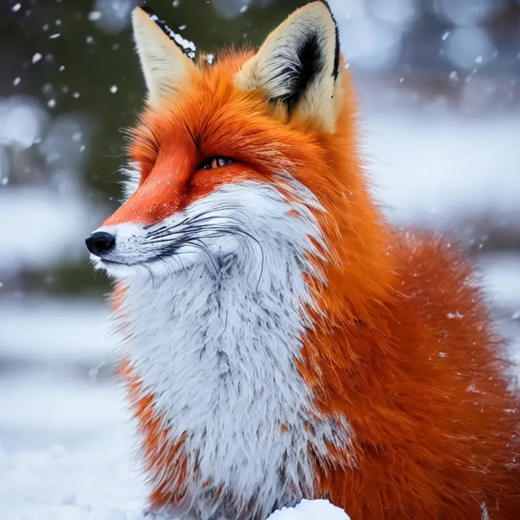 Prompt: super fluffy fox siting in snow 8k super realistic cute