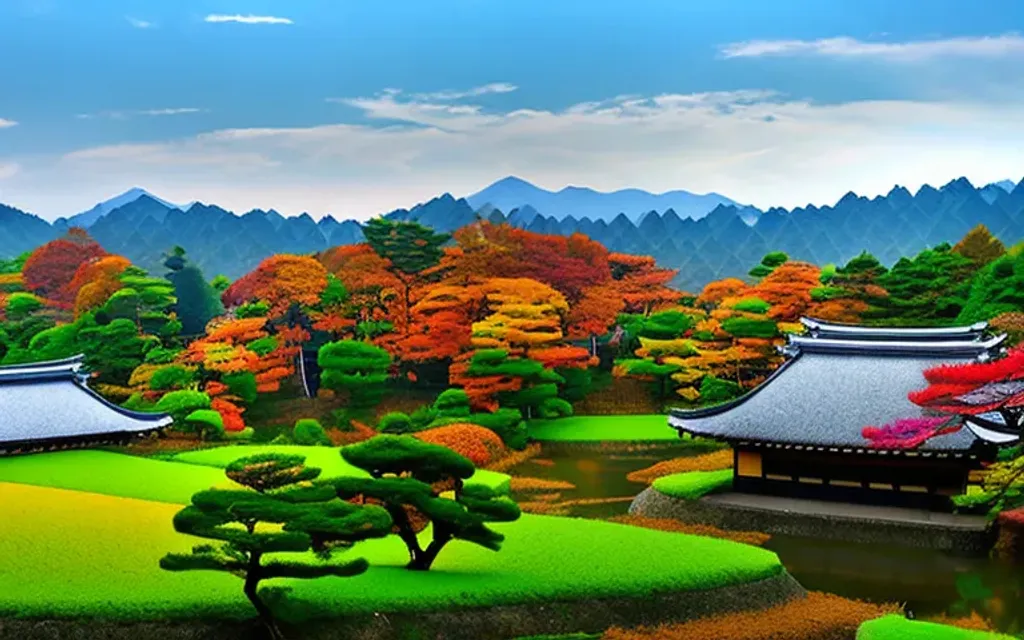 Prompt: japanese countryside autumn