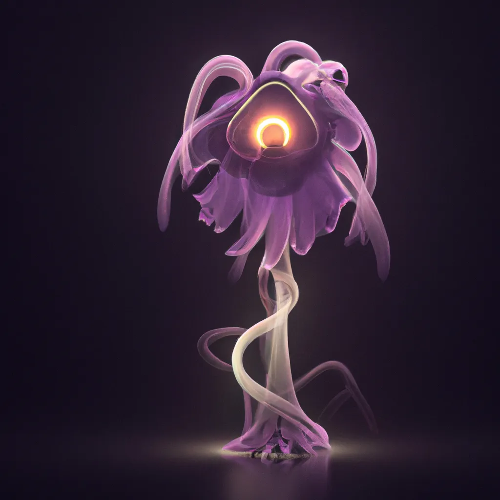 Prompt: Curvaceous Light beings | mystical dancing purple anemone as a light bending cute angel covered in streaks of halogen light in the style of Hieronymous Bosch, Bruce Pennington, Dali, Munch, Escher, Klarwein, Yamamoto, Hattori, Leyendecker, Mullins, Magritte, Giger | muted soft tones | dark background | ultra sharp focus | 3d octane render artstation trending 8k unreal engine | centered | Disney Pixar Dreamworks 