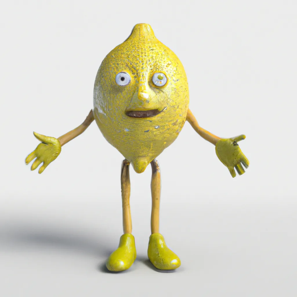 Prompt: Lemon puppet, 3D render, Realistic 