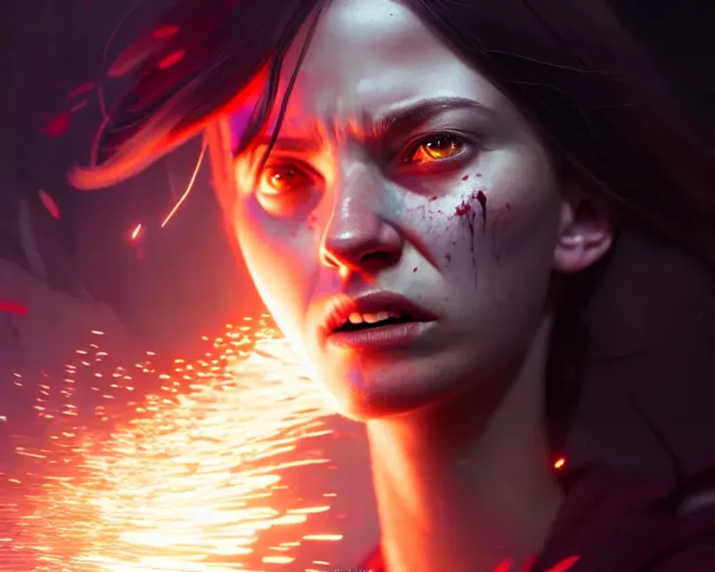 Prompt: Portrait of a girl unleashing their inner rage through particles, highly detailed, digital painting, concept art, smooth, sharp focus, illustration, Unreal Engine 5, 8K, art by Greg rutkowski