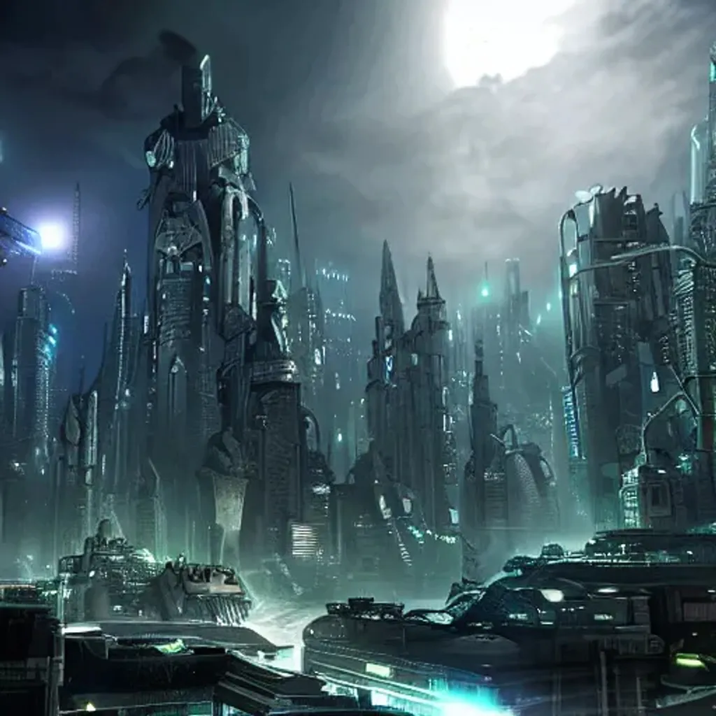 Prompt: futuristic city at night, dark green mist,
Dark fantasy digital art, highly detailed, intricate, sharp focus,  deviantart, unreal engine 5, ultra-detailed and ultrarealistic