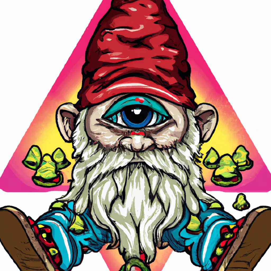 Prompt: third eye mushroom character knome illustration acid trip realistic