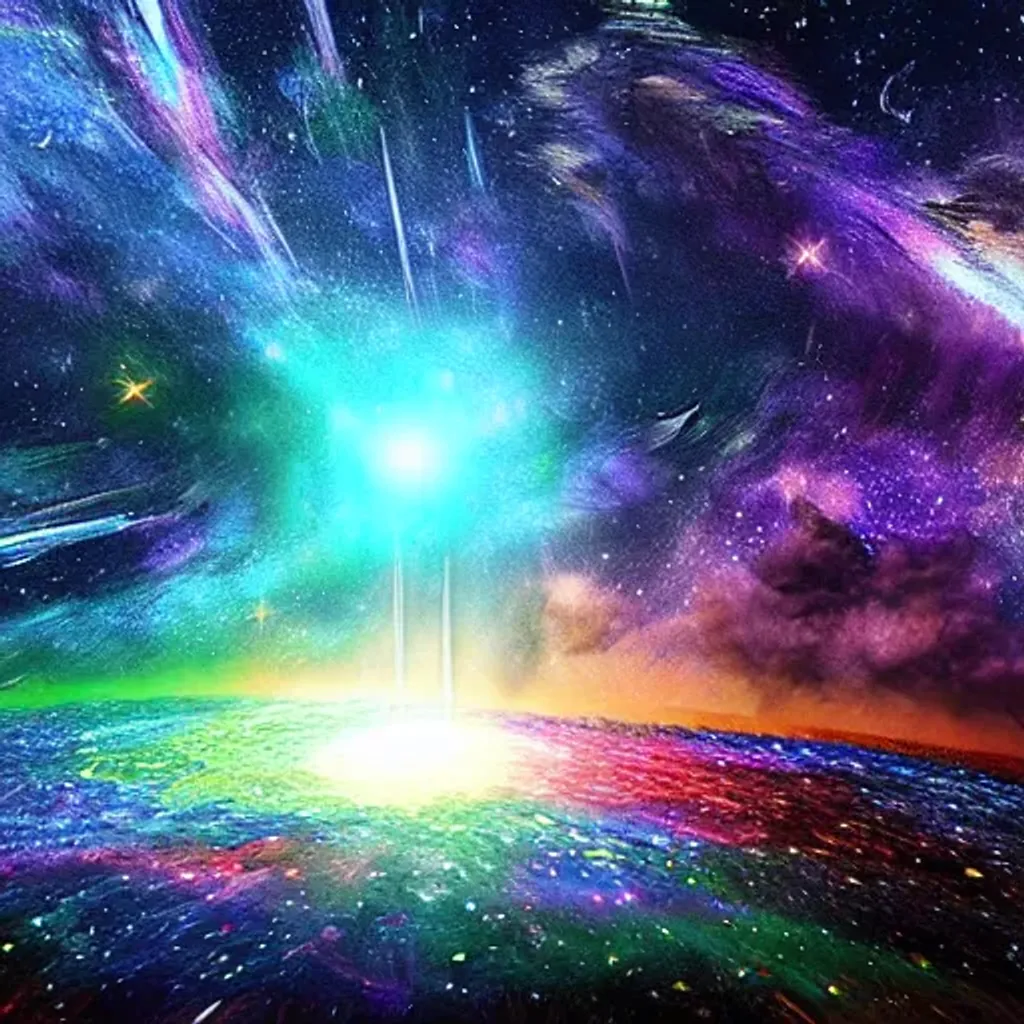 Prompt: outer space galaxy. beautiful colorful meteorite shower, detailed digital art,