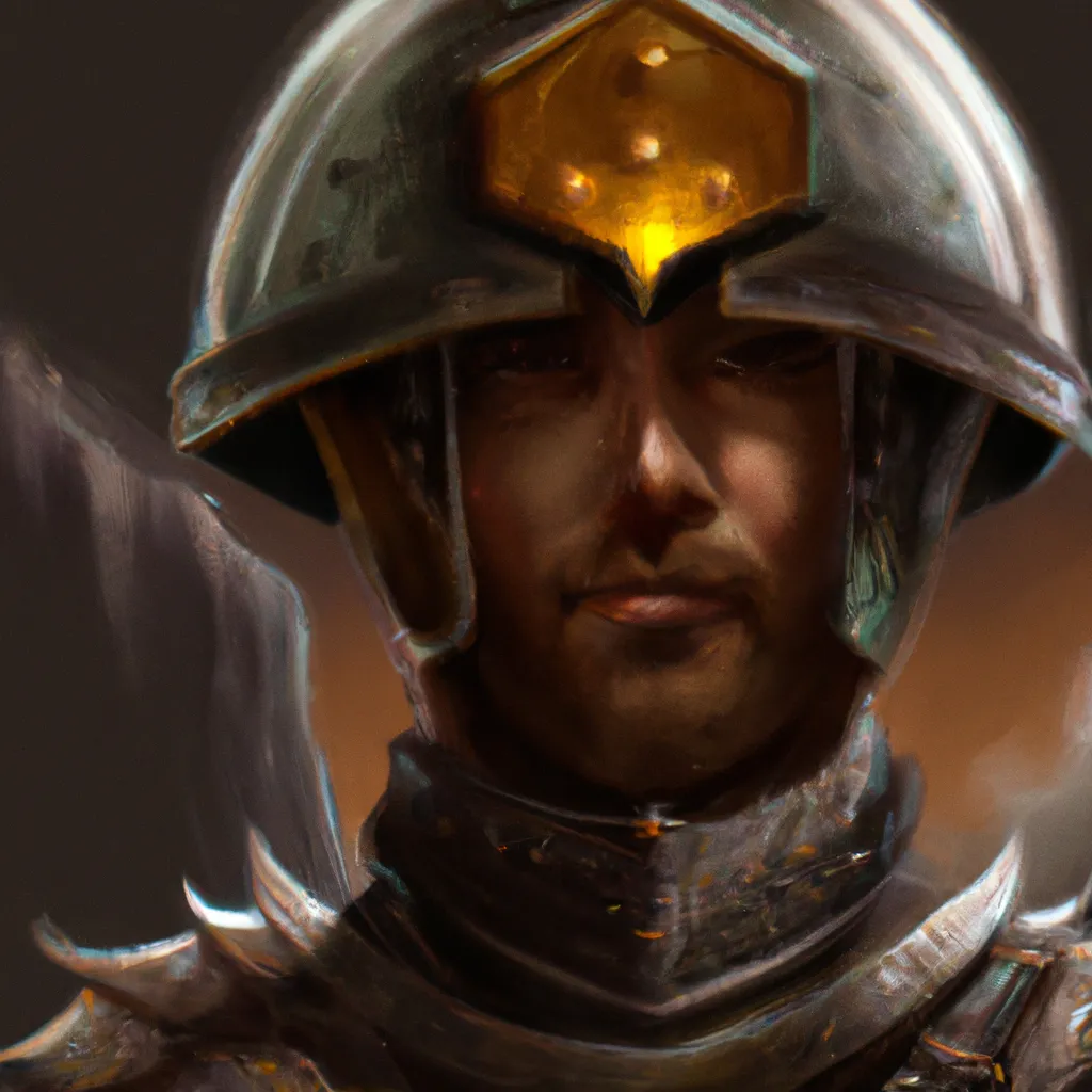 Prompt: 
a painting of a man wearing a helmet and armor, a character portrait by Magali Villeneuve, cgsociety, antipodeans, detailed painting, concept art, official art