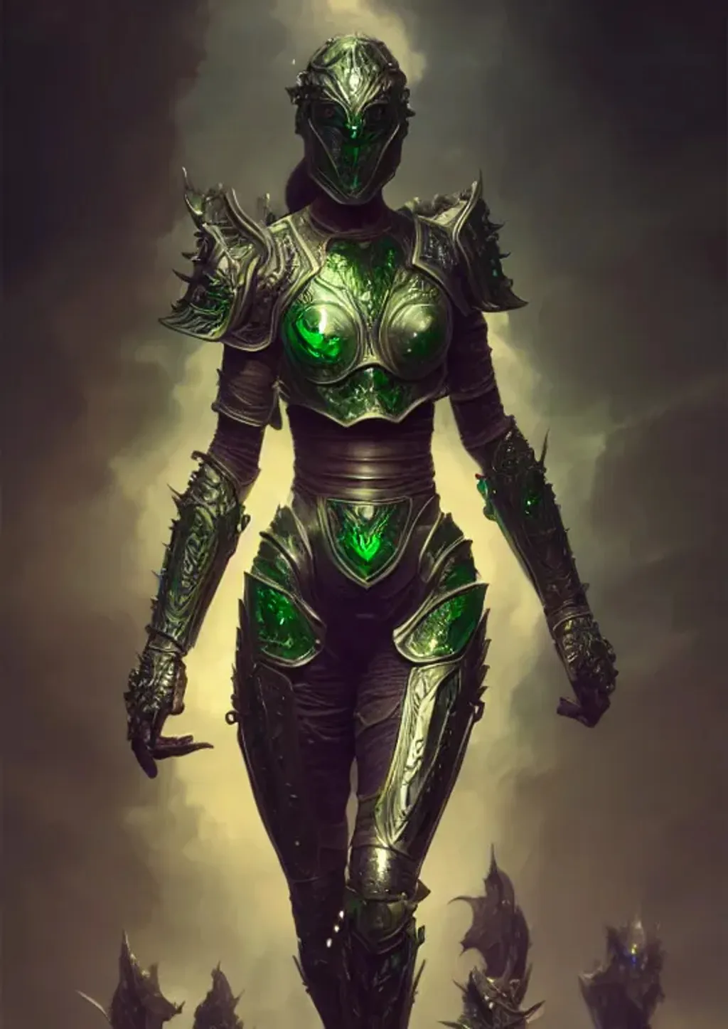 Prompt: tall beautiful woman, with skin  made from transparent green glass in detailed battle armor, perfect composition, hyper realistic, super detailed,  high quality, trending art, trending on art station, sharp focus, studio photo, intricate details, highly detailed, by Greg Rutkowski, 8k,