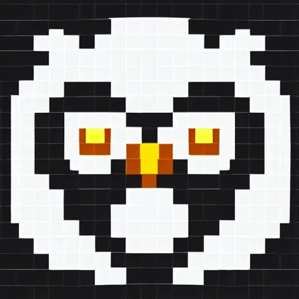 Prompt: a pixel style picture of an owl, pixel art, centered, smooth, vector illustration, hyperdetailed, realistic