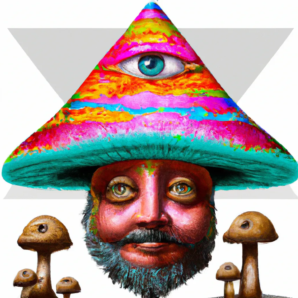 Prompt: third eye mushroom character knome alchemy occult illustration acid trip realistic white background 