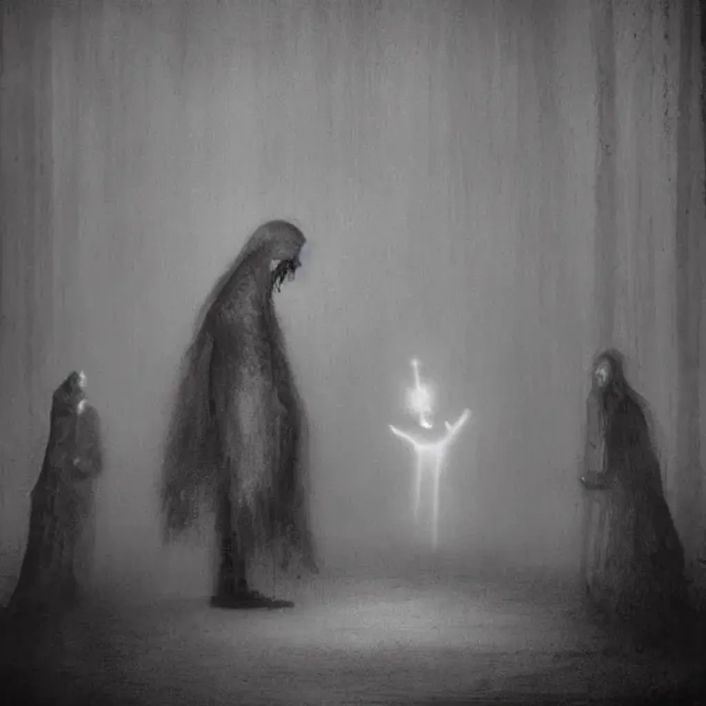 Prompt: The meeting of a ghost