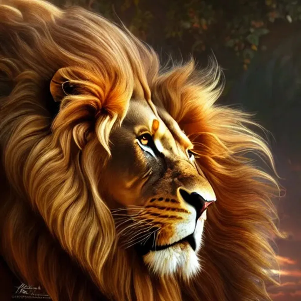 Massive maned lion, Dark Fantasy, highly detailed, d... | OpenArt