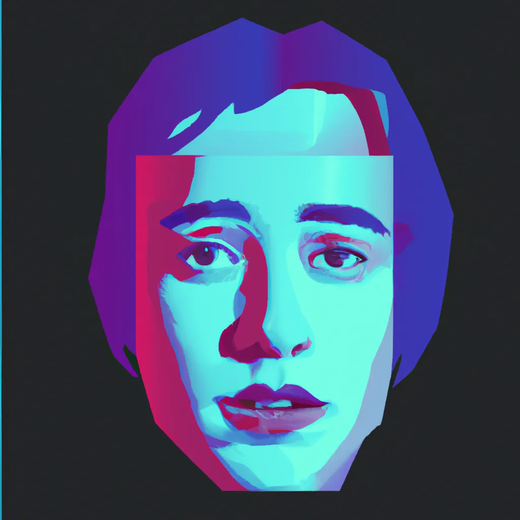 Prompt: illustration of a face, vaporwave, vector art, colour block, glitch