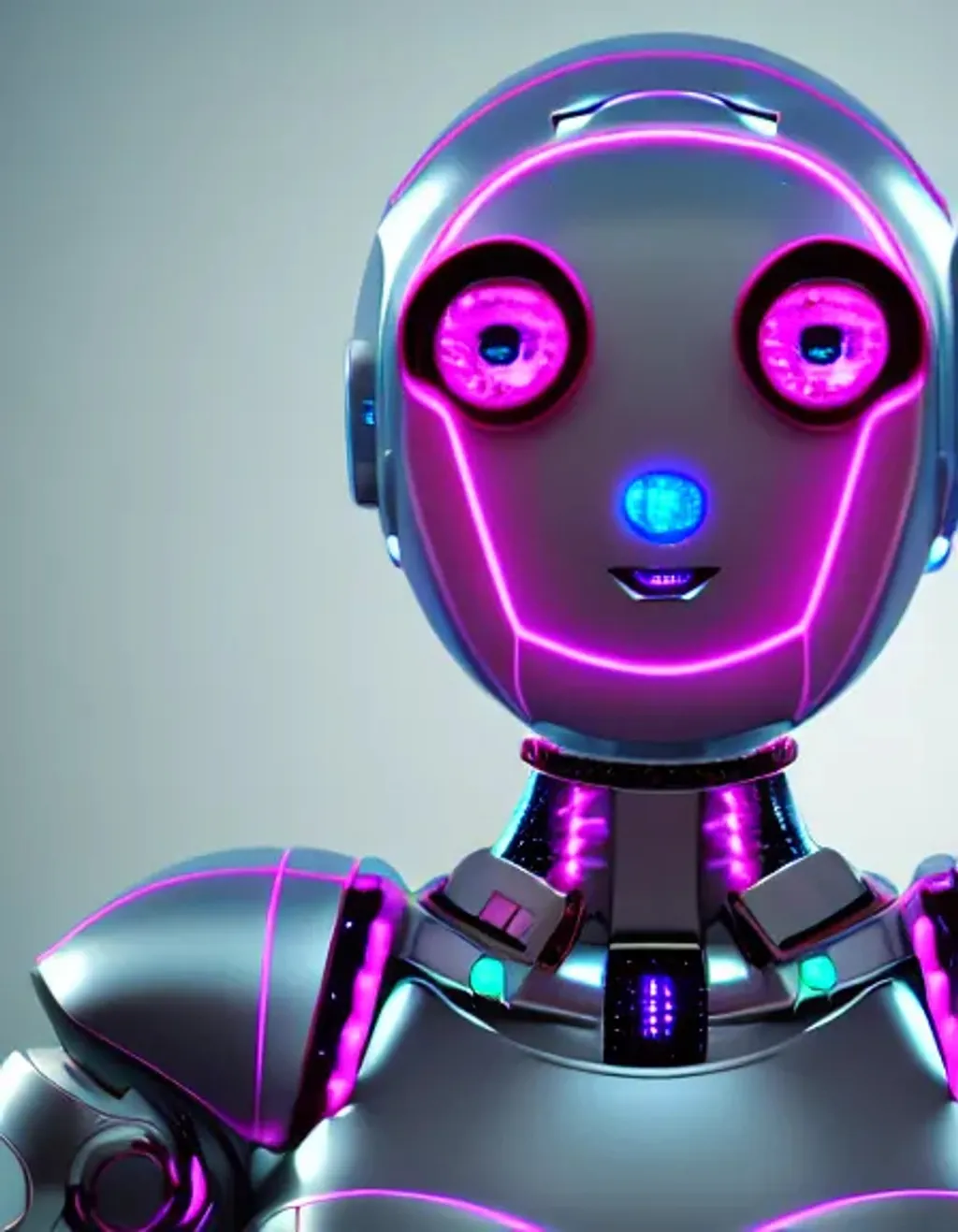 Prompt: portrait of a cute adorable robot android girl, lighted from inside, superhero, collar, choker, pink and blue electricity, mechanical gears, scifi, highly complex, trending on art station, 8 k render.