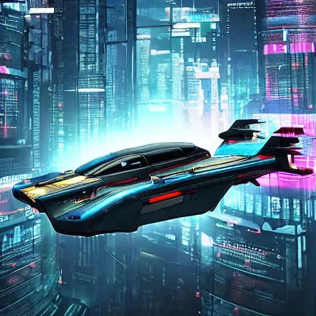 Prompt: a cyberpunk flying car