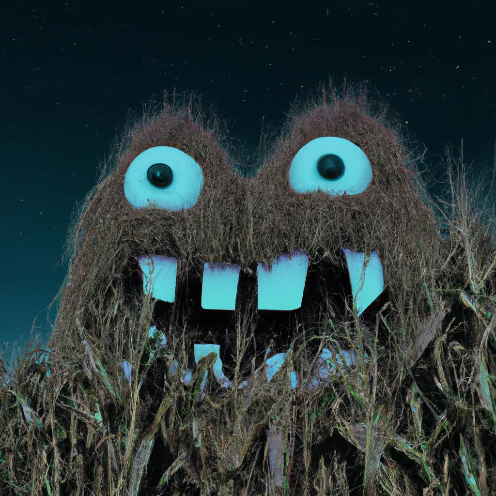 Prompt: Hay monster in a cornfield at night,fantasy, realistic eyes,4K,swagger,