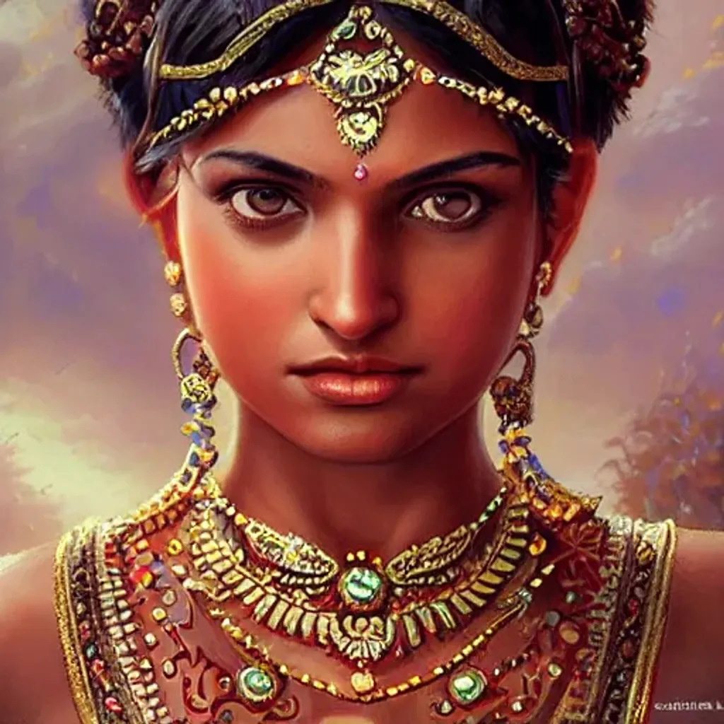 ancient India, attractive, tanned skin, elegant, tee... | OpenArt