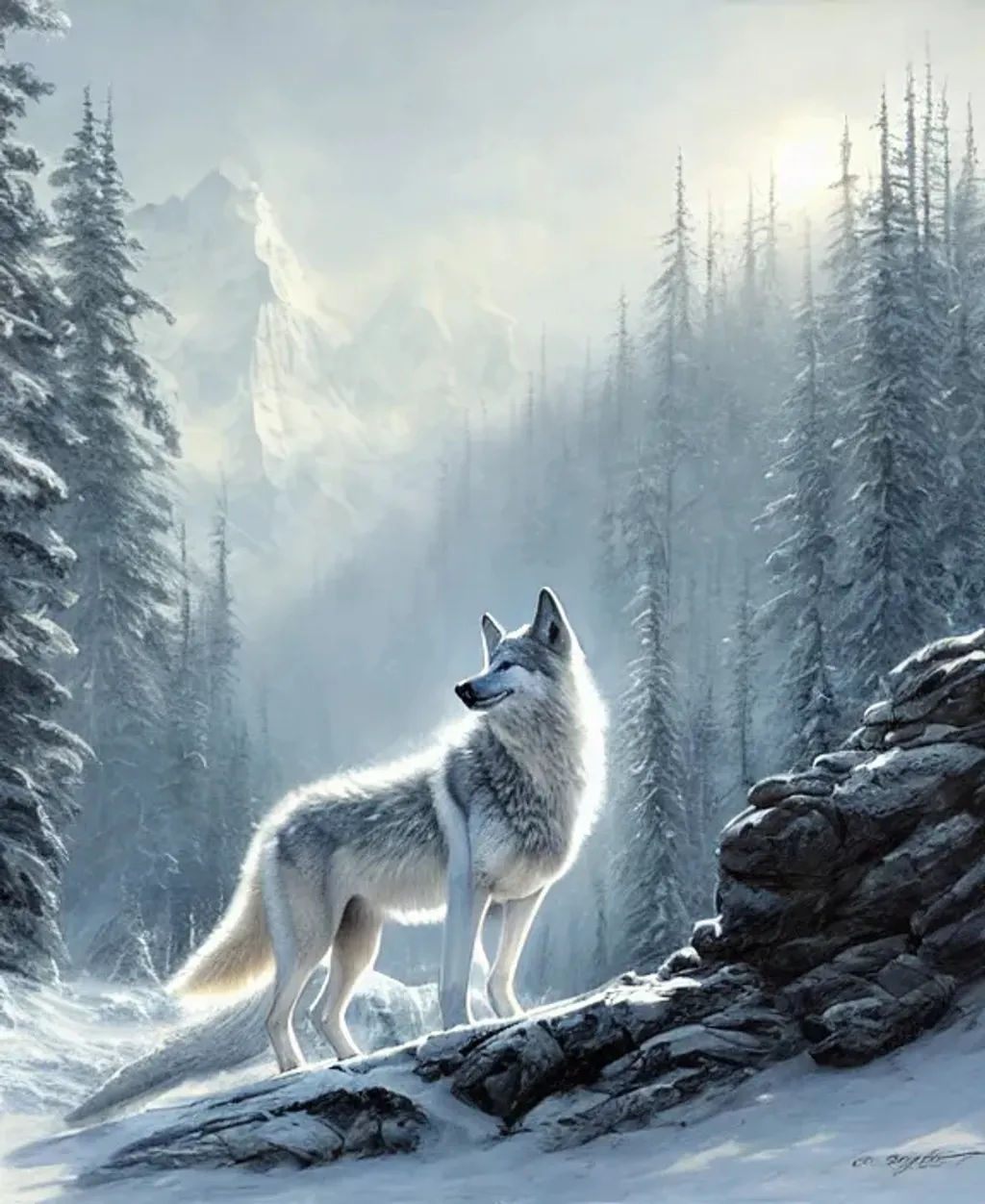 Prompt: splash art of {wolf } with {white} fur, {tundra}, full body, perfect composition, hyperrealistic, super detailed, 8k, high quality, trending art, trending on artstation, sharp focus, studio photo, intricate details, highly detailed, by greg rutkowski,