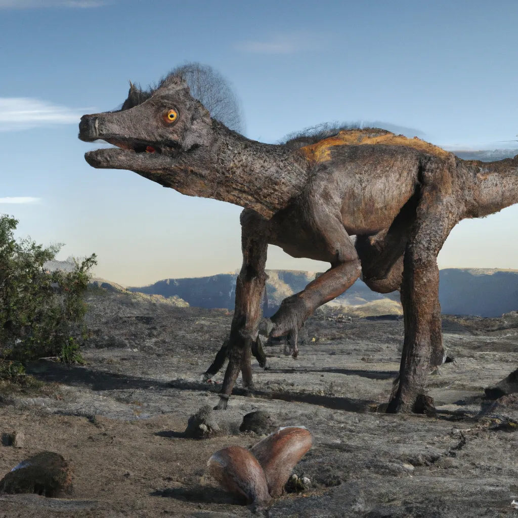 Prompt: a dinosaur chimera look similar to a wolf. Snaiad, creature inspired from C.M Kosemen, pre-historic, view of full body, Full shot, Long shot, speculative evolution. Highly realistic, accurate anatomically correct paleoart, ultra-realistic CGI representation,  hyperrealistic, award-winning wildlife photography,  4k, trending on artstation, staged photography , scientifically correct