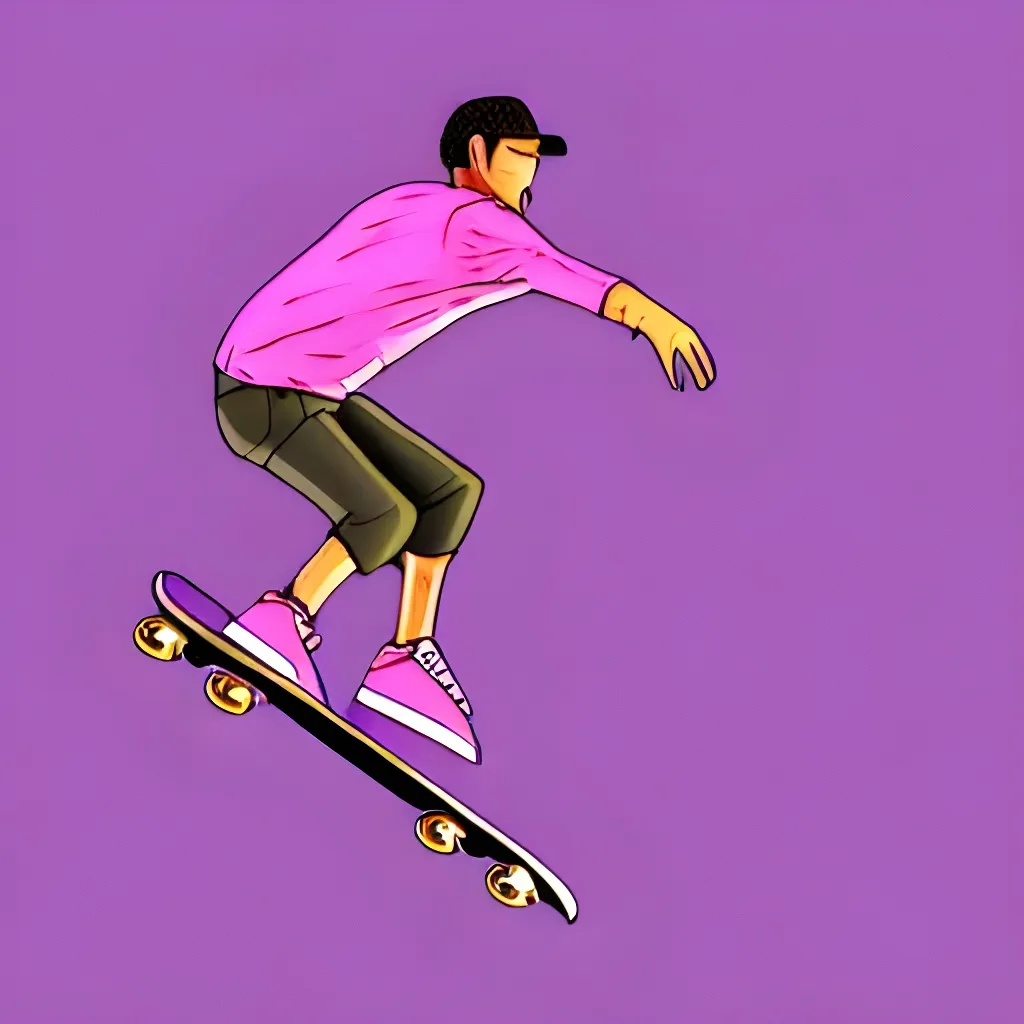 anime key visual of a little boy riding a skateboard