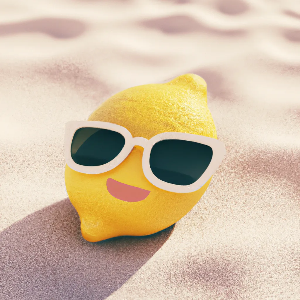 realistic 3d render of lemon with sunglasses laying... | OpenArt