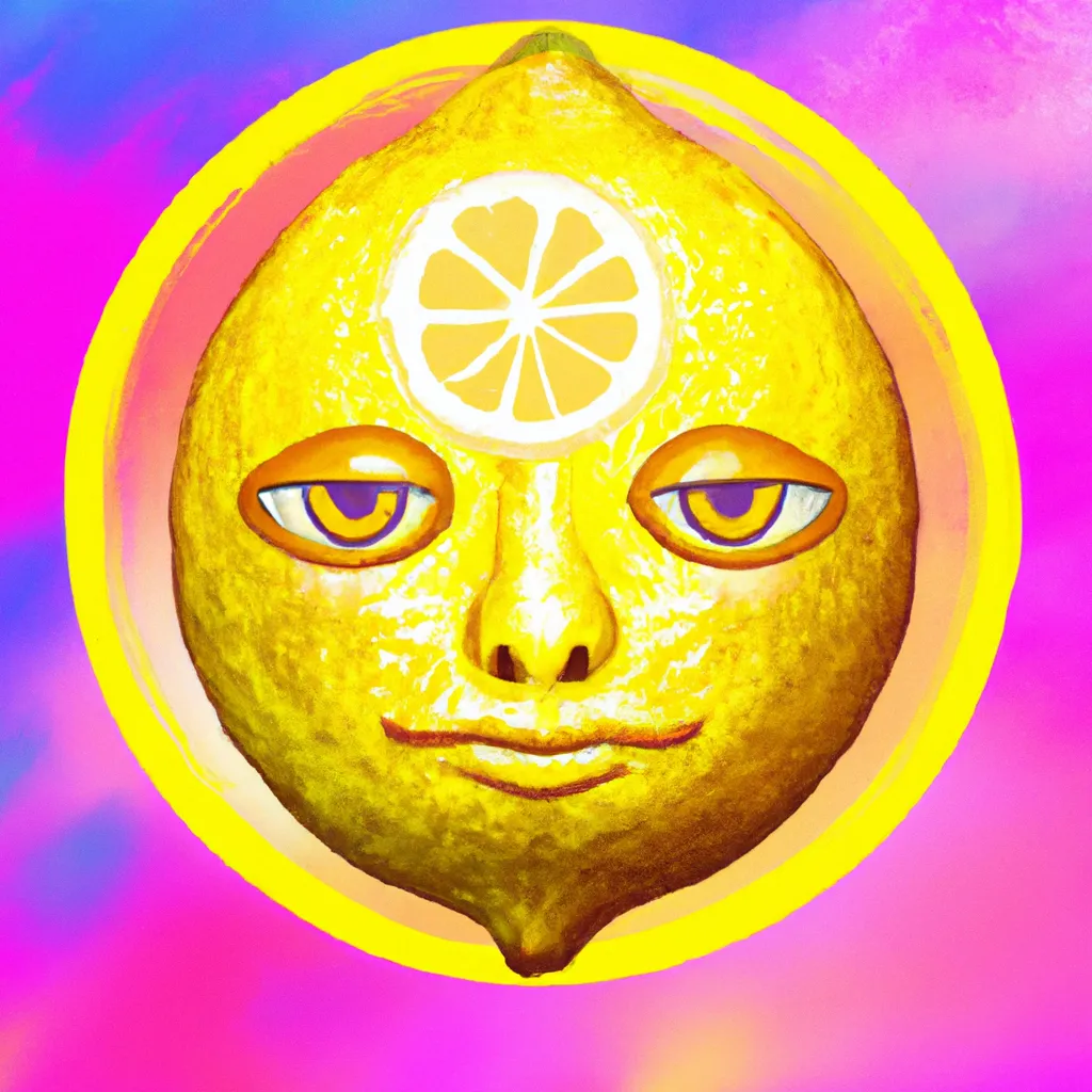 Prompt: lemon sun with beautiful face, acid trip alchemy, esoteric, hyperrealistic, vaporwave, 90s,