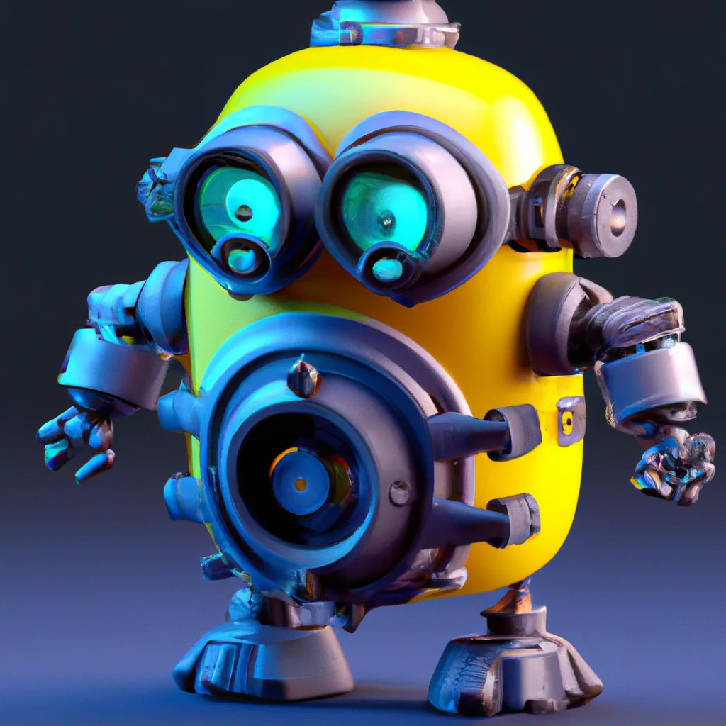 Prompt: Minion Mech is angry, cute 4d rendered, bioluminescent, sharp focus, hyperrealistic, intricate, ornate, octane, cinematic, extremely detailed, studio quality, rtx, trending in artstation, smooth, unreal engine 5