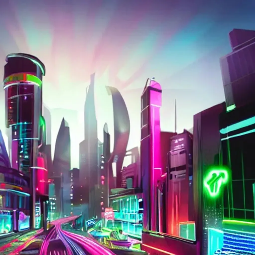 Prompt: futuristic city scape, 4k, ultra realistic, very detailed, coloured sky, neon lights, flying cars, billboards, tall buildings

