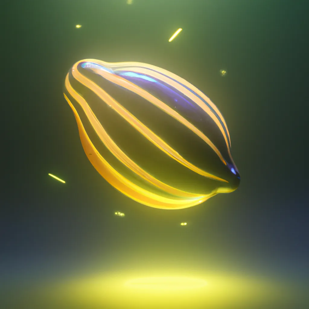 Prompt: futuristic clay lemon with cool light stripes flying through meta universe to the future and beyond, volumetric lighting, award winning, trending