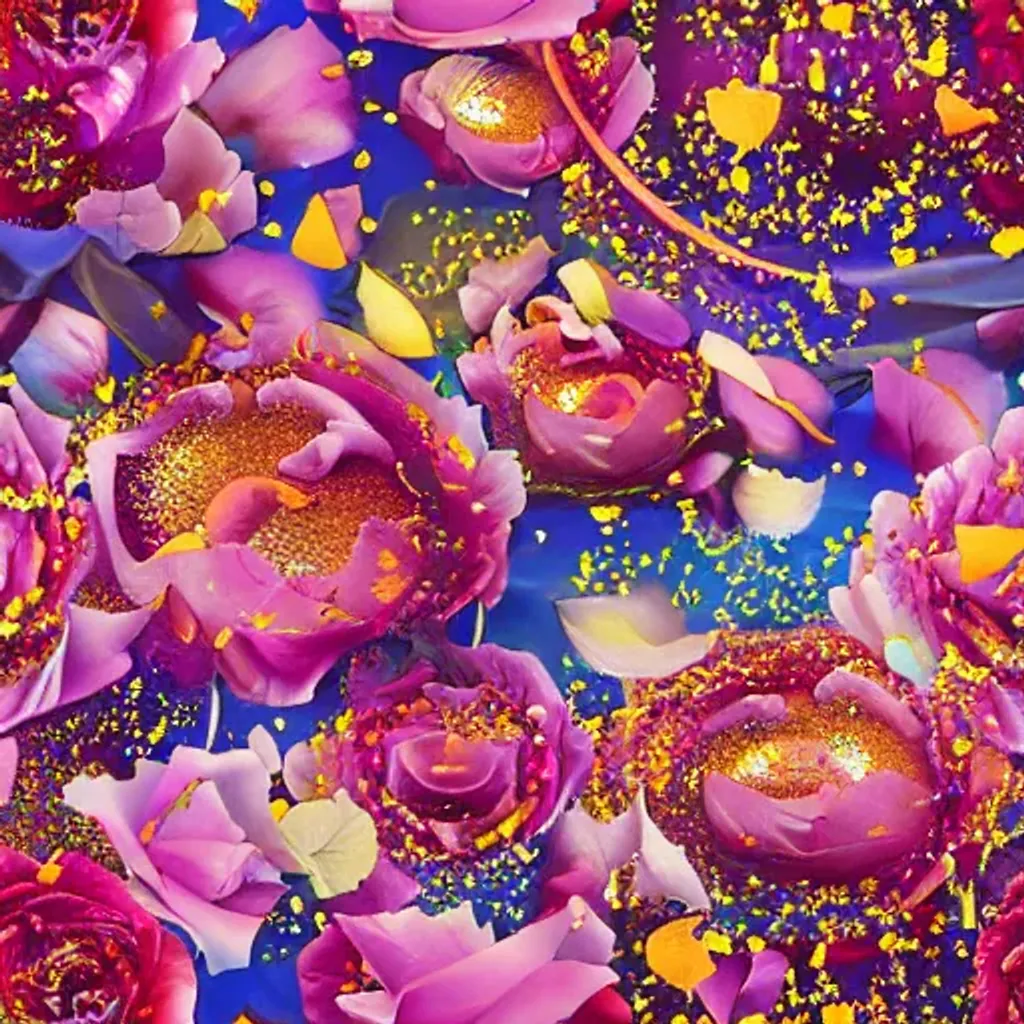 Prompt: seamless pattern of Beautiful persian Goddesses dissolving into colorful liquid oil paint, wind, Glitter, colored smoke, rose petals, koi Fishes goldfishes dahlias lotus flowers cherry blossoms, colorful Silk fabrics and Roses floating in the air encircling the face, cinematic lighting, photo realistic, digital painting, hyperrealistic, ultra realistic, artstation, by karol bak Francois Nielly and William adolphe bouguereau