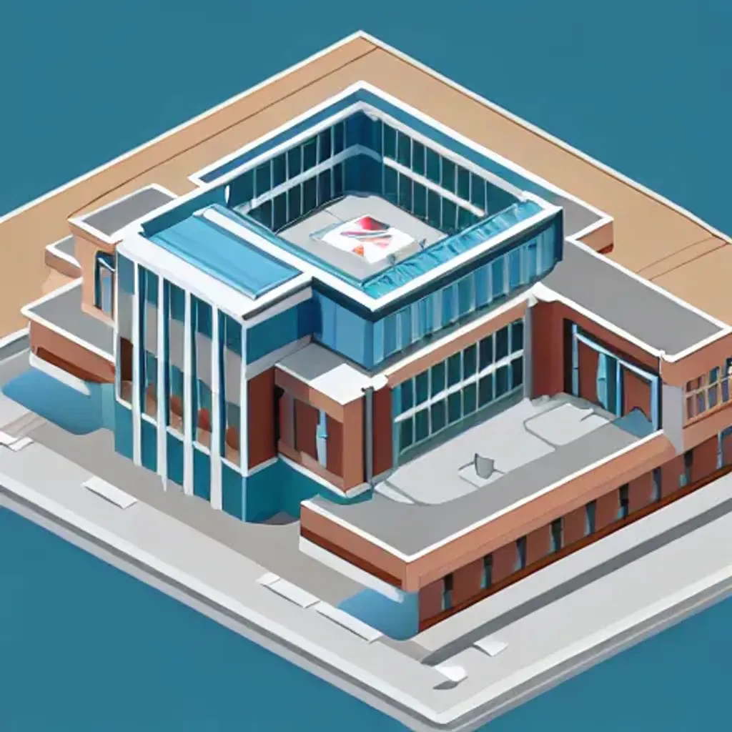 Prompt: hospital building, isometric