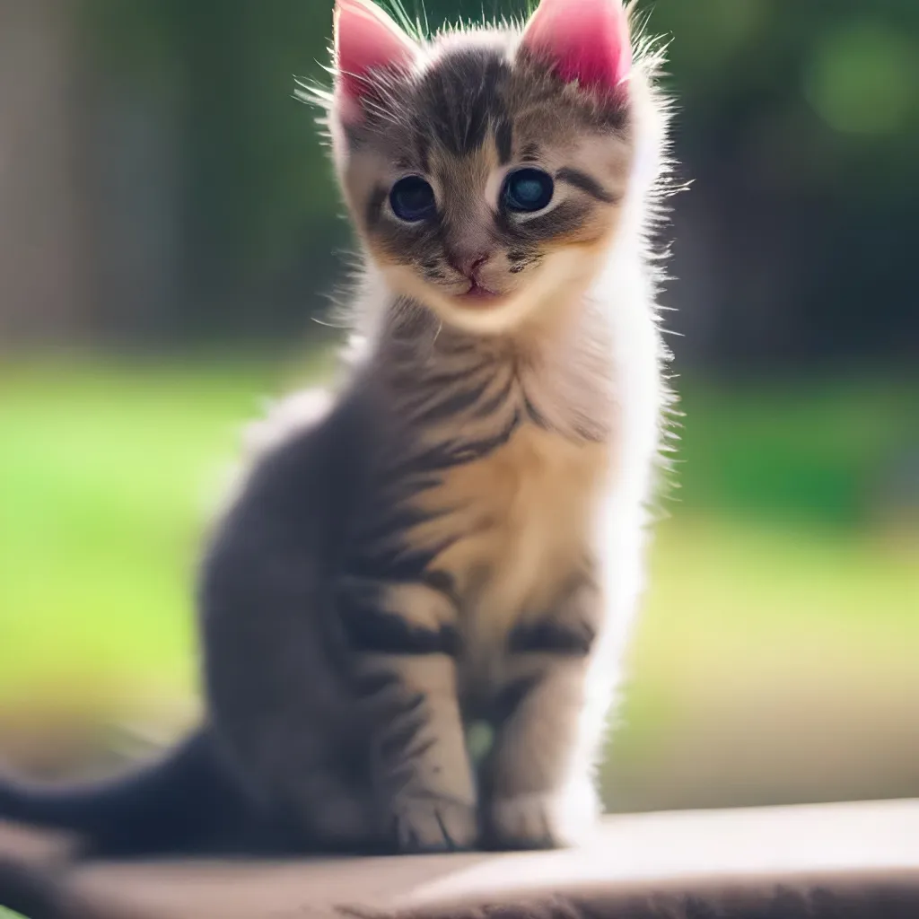 Prompt: A cute kitten in a yard, bokeh