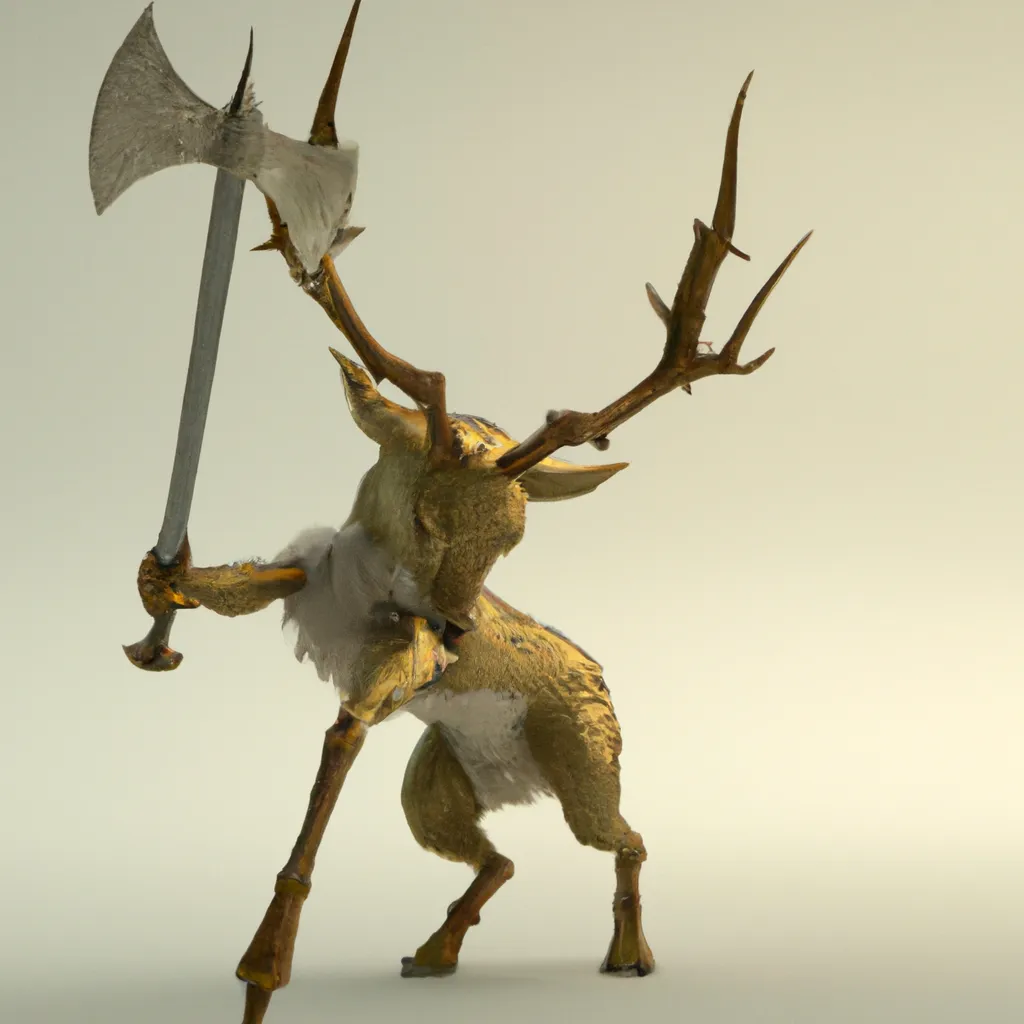 Prompt: deer with a sword, 4k