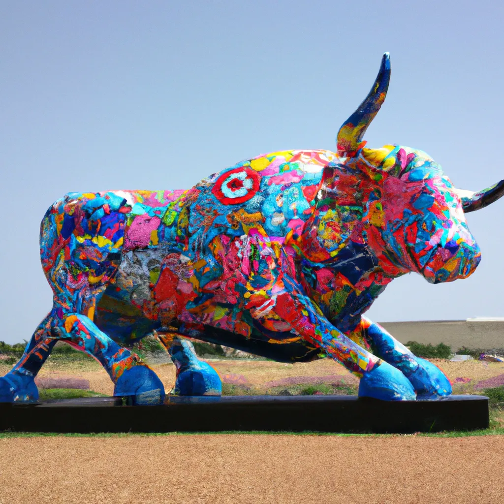 Prompt: Rodeo Bull Ride, Lubbock, by Takashi Murakami 