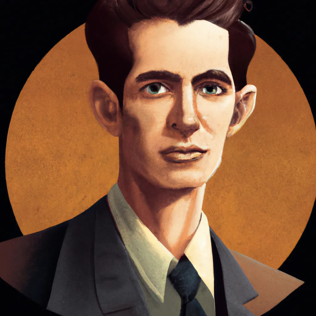 Prompt: A stylish 1930s propaganda poster portrait of a handsome young Australian man with medium dark-browned hair, digital art