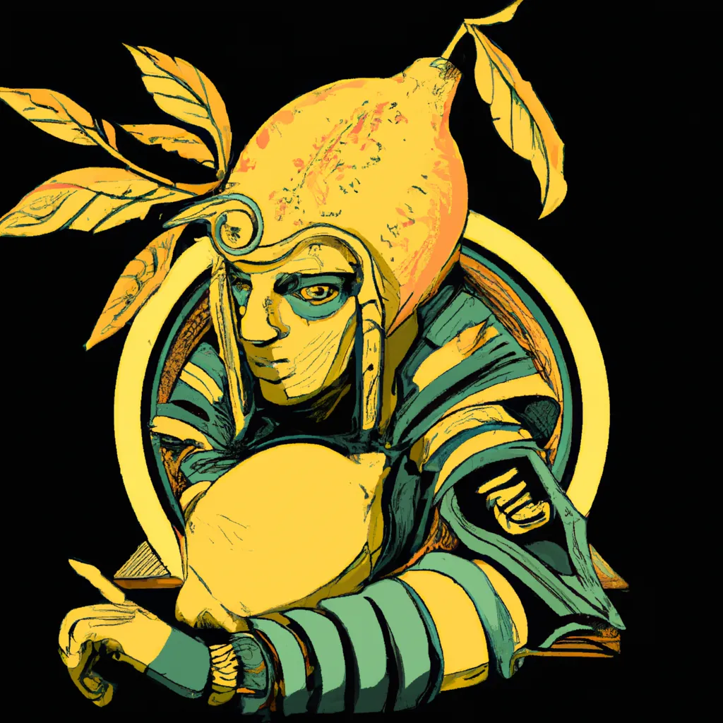 Prompt: Cyberpunk lemon mascot. Artwork by Caravaggio Michelangelo Merisi and Alphonse Mucha