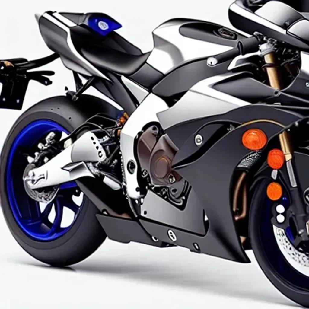 Prompt: Yamaha R7 with 4 wheels