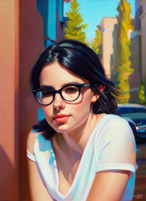 Facial Portrait Of A Cute Nerdy Teenage Girl Hispan Openart 