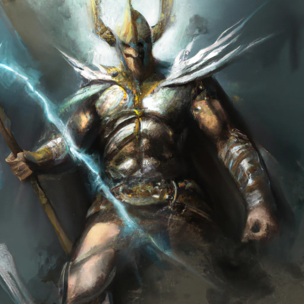 Prompt: a beautiful concept art painting of a god like warrior. concept art, trending on artstation, award winning, 8k