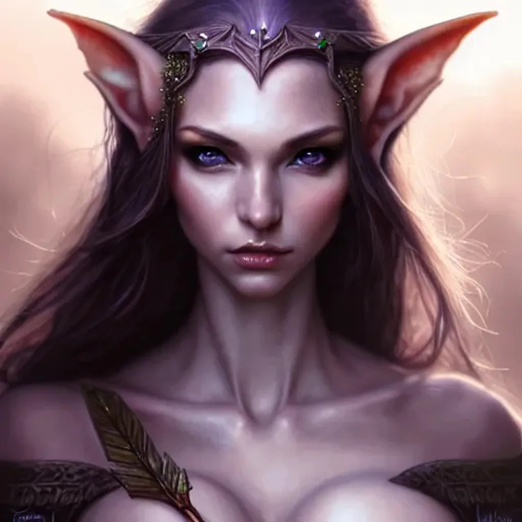 Prompt: Photo of a gorgeous female elf, lovely face, art  by stanley artgerm lau, marc simonetti, art by luis royo, realistic pretty face, half body shot, sharp focus, 8 k high definition, insanely detailed, intricate, elegant, bokeh foliage