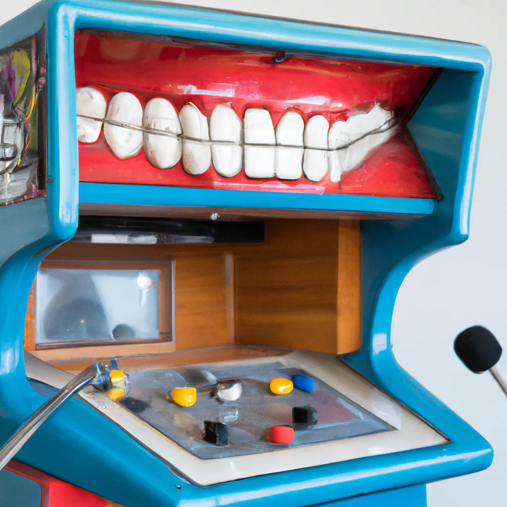 Prompt: dentist retro arcade machine