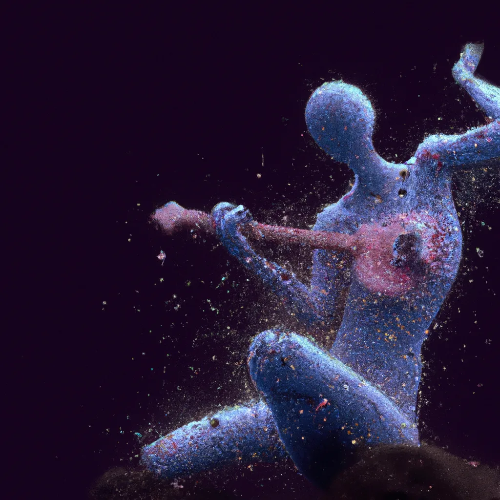 Prompt: the embodiment of music, procedural artificially generated fractal character with crisp and clean borders, concept art super hero, new aesthetic, some details made out of knitted nebula